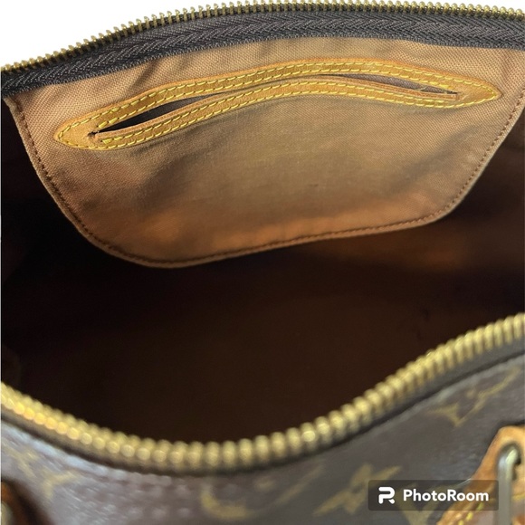 Vintage Authentic Monogram Louis Vuitton Brown Leather Speedy 35 Handbag Purse - Picture 11 of 14